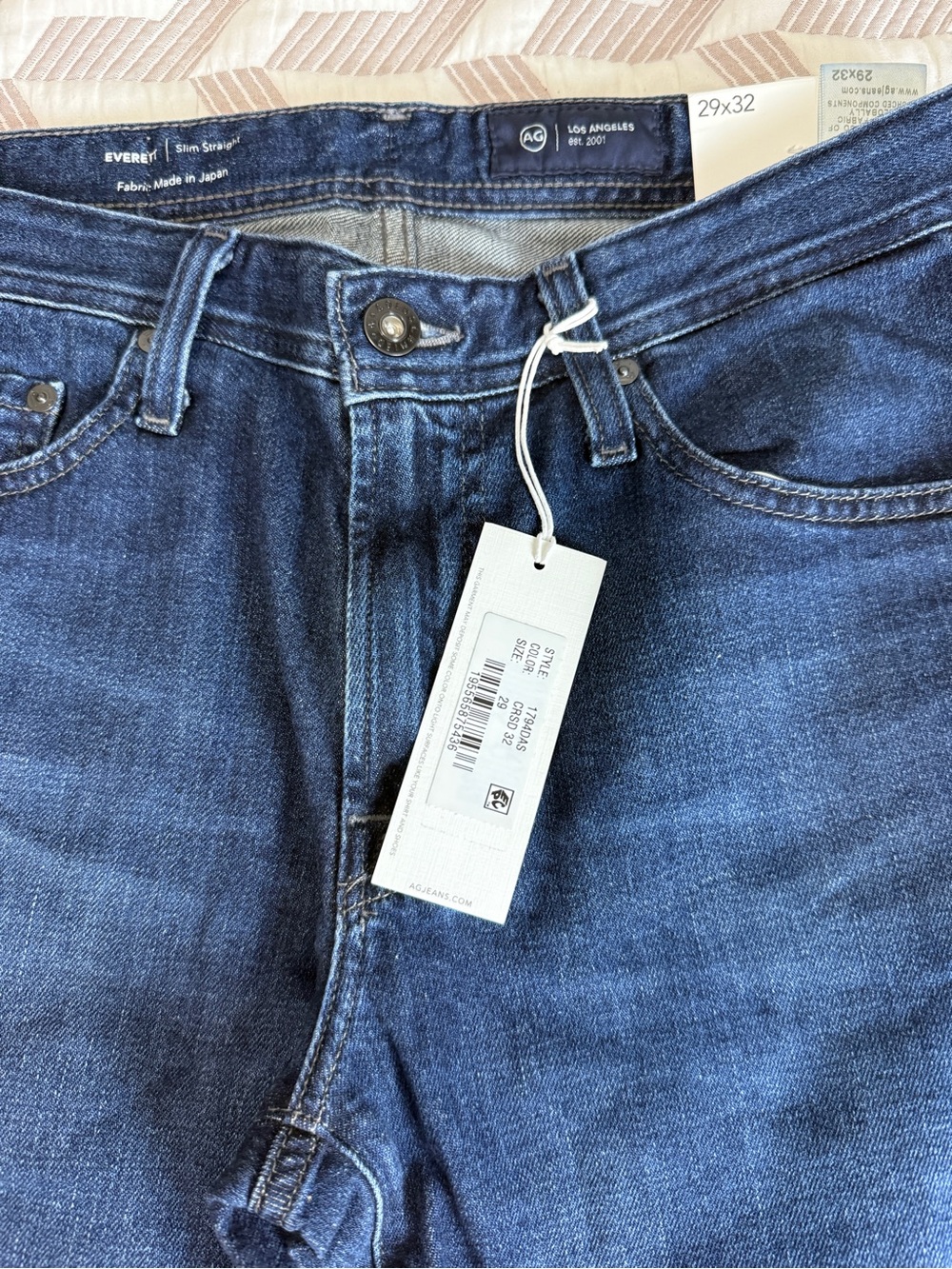 AG Adriano Goldschmied Everett Slim Straight Jeans Men 29x32 Thin Denim NWT - Picture 2 of 11